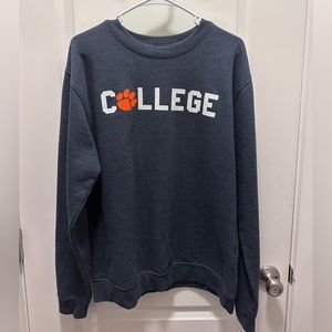 Clemson University “College” Tiger Paw Navy Blue Sweatshirt